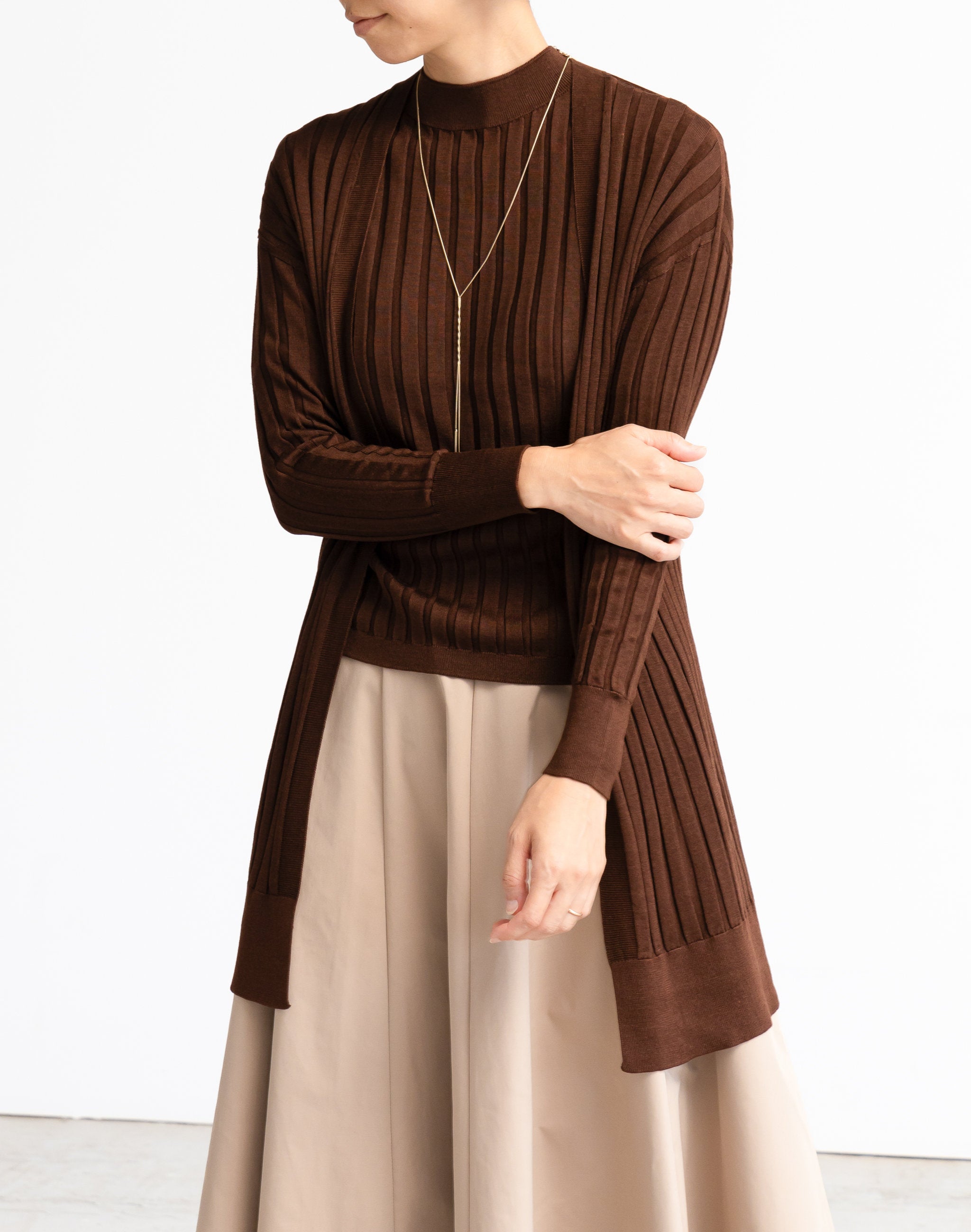 純国産シルク100%】ワイドリブ着流しロングカーディガン KURUMIFACTORY