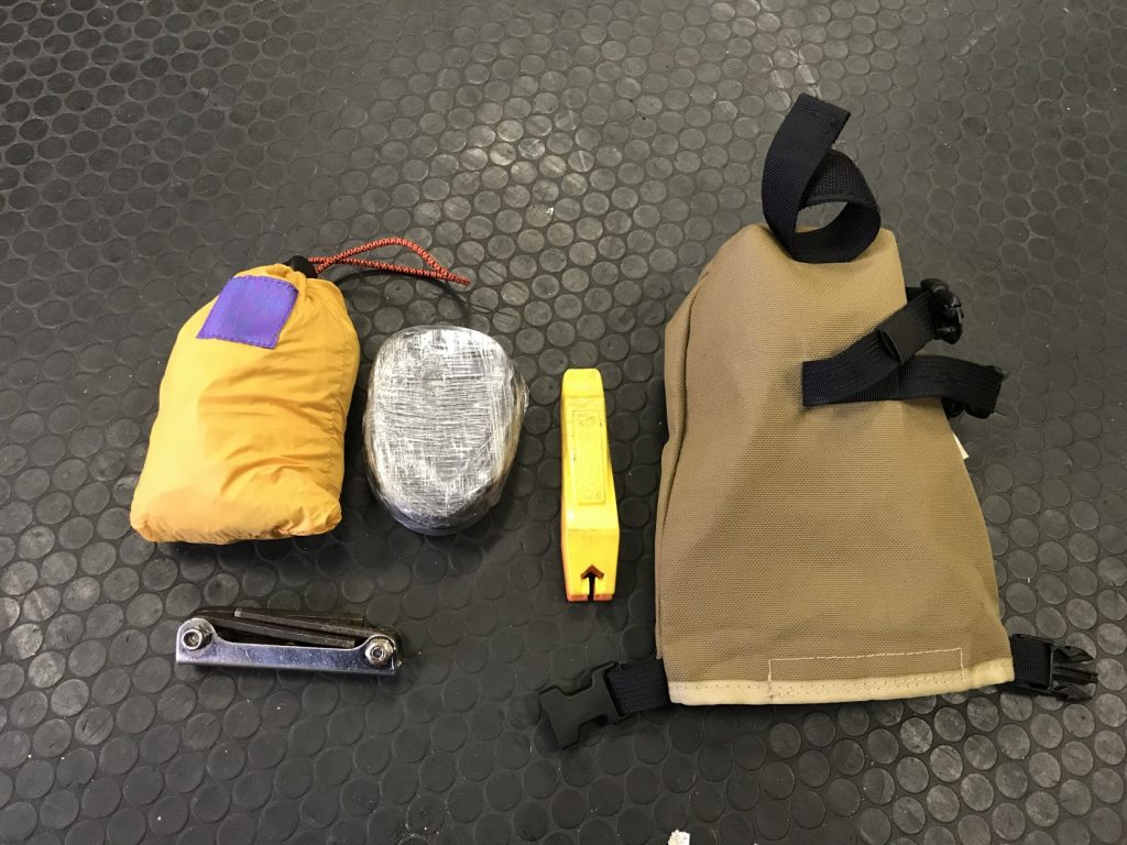 OUTER SHELL ADVENTURE* rolltop saddlebag (blacked out) - BLUE LUG