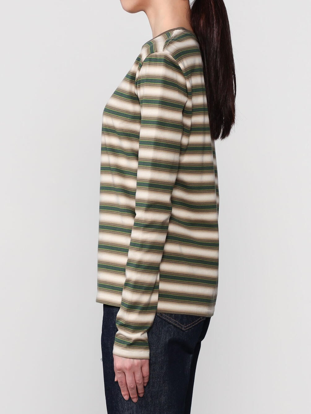 AURALEE | GRADIENT STRIPE JERSEY L/S TEE WOMEN