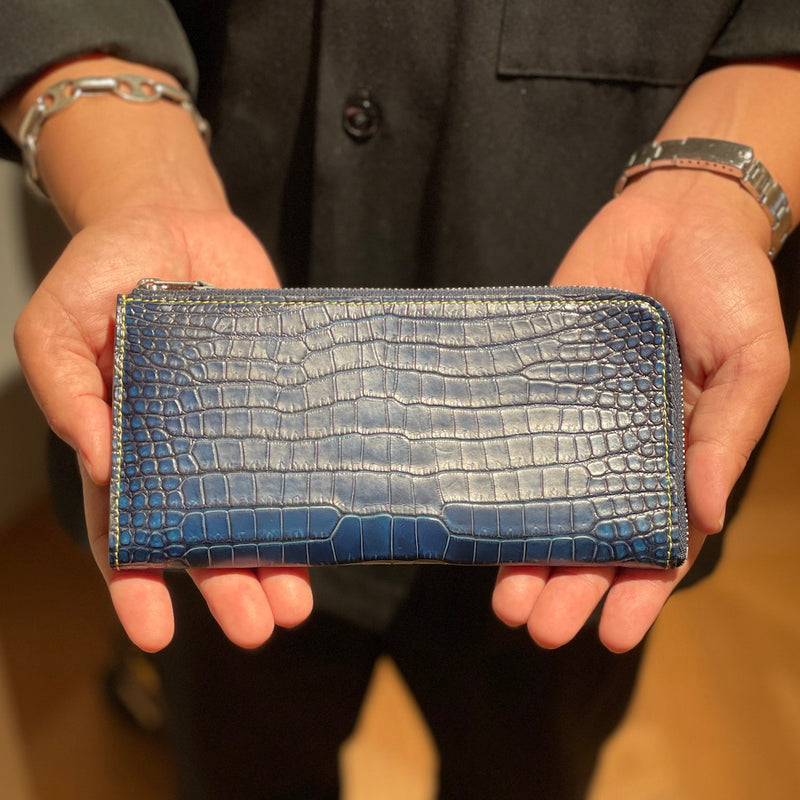 藍染めクロコダイル] Lジップロングウォレット【受注生産】 – BROOKLYN