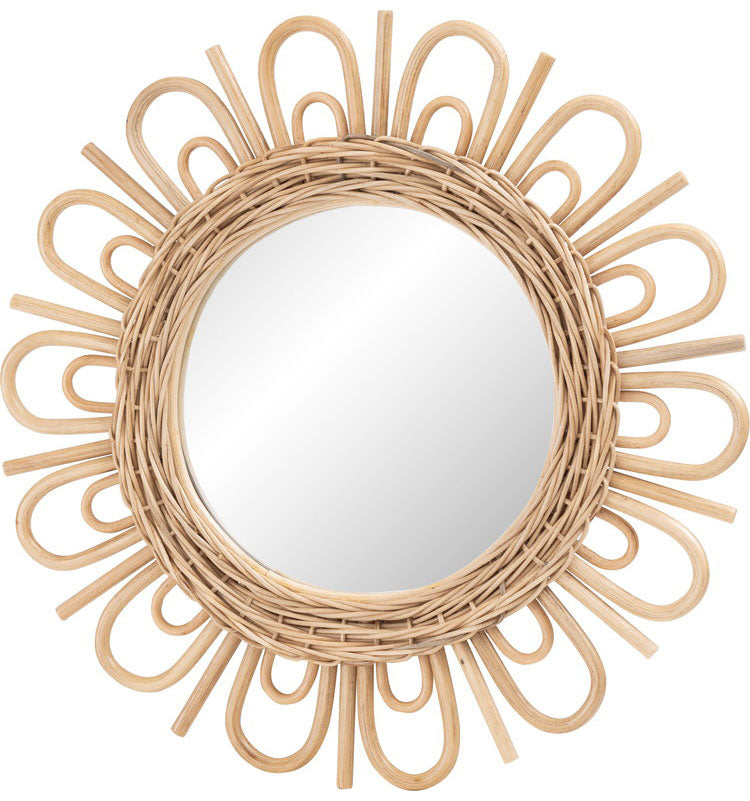 ラタンミラー ミラー 鏡 姿見 壁掛け ウォールミラー スタンド 丸型 円