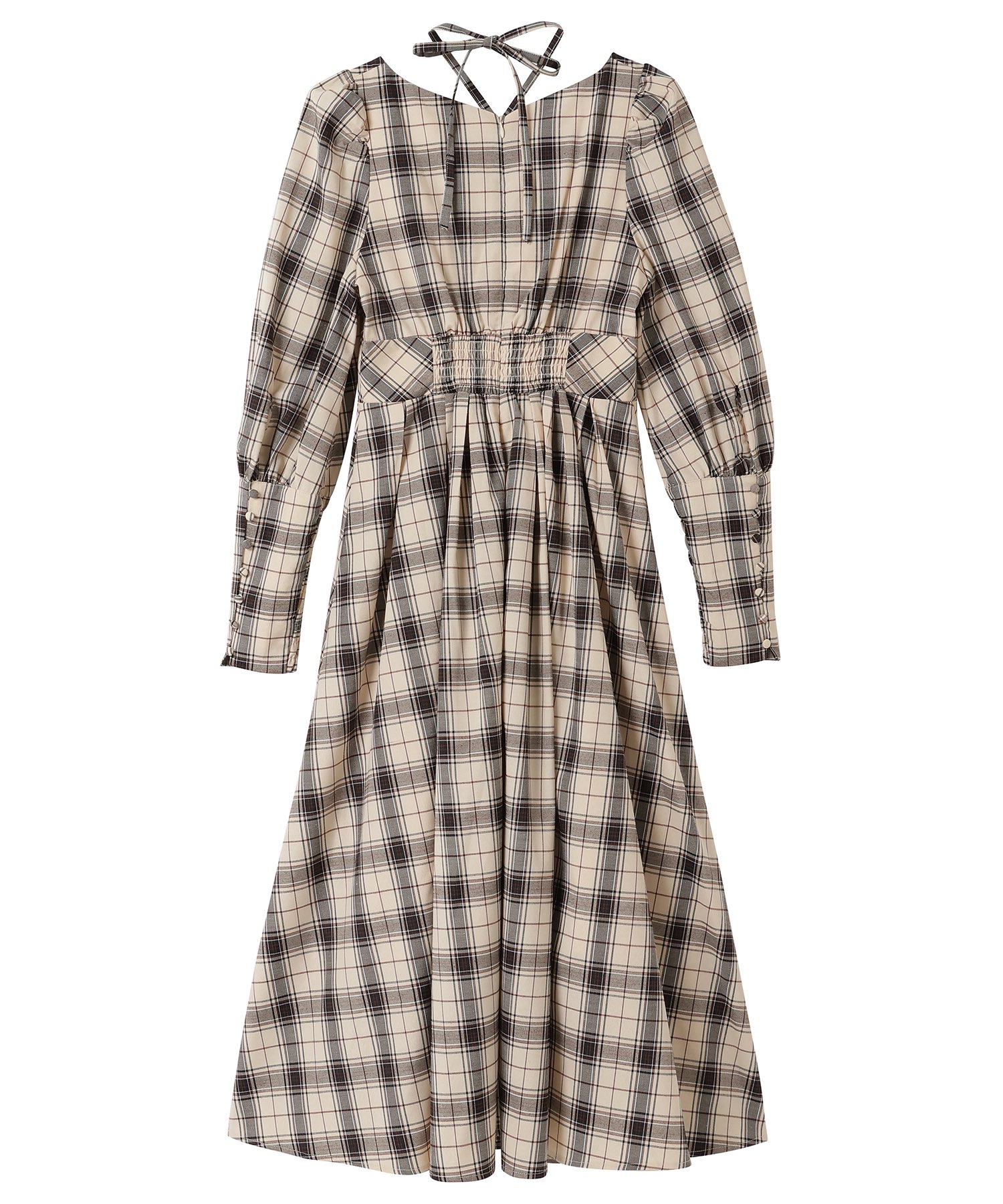 check box tuck dress【beige】 – BUNNY APARTMENT