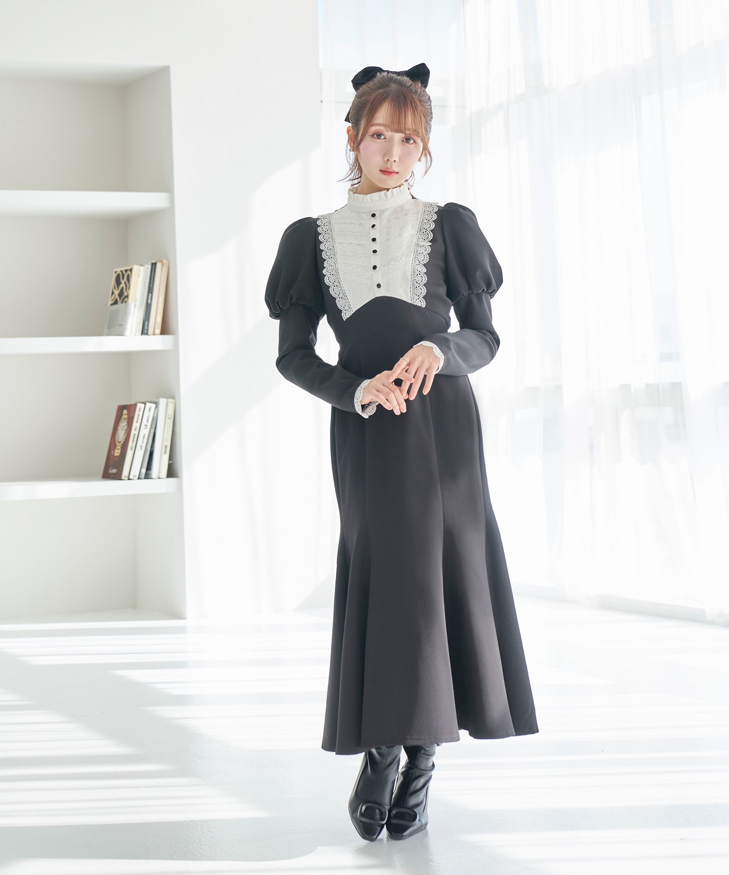 lace maid style dress【black】 – BUNNY APARTMENT