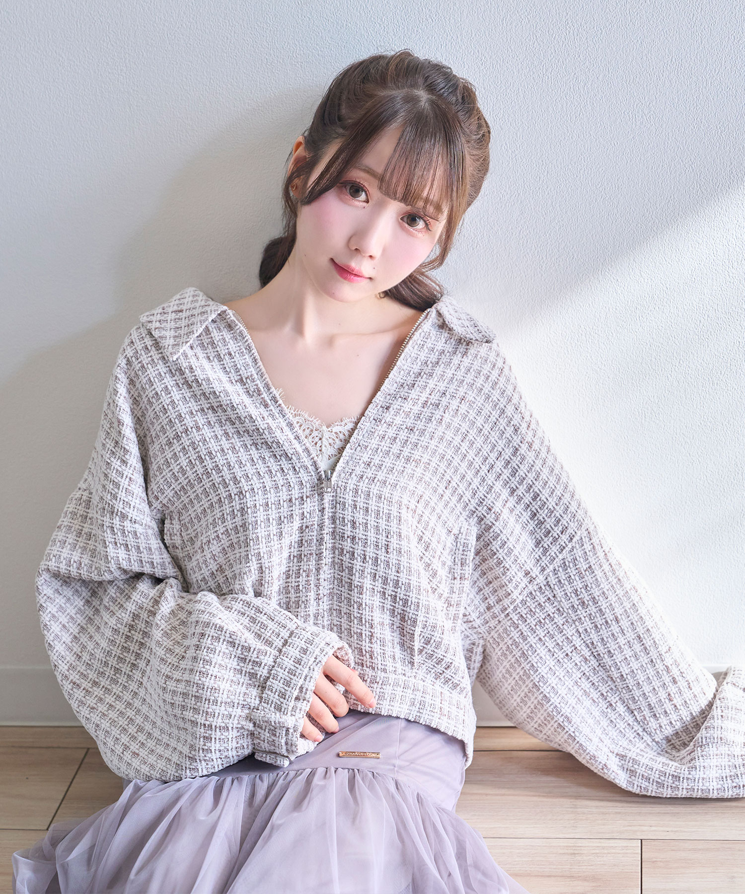 Rose charm rever coat【white】 – BUNNY APARTMENT