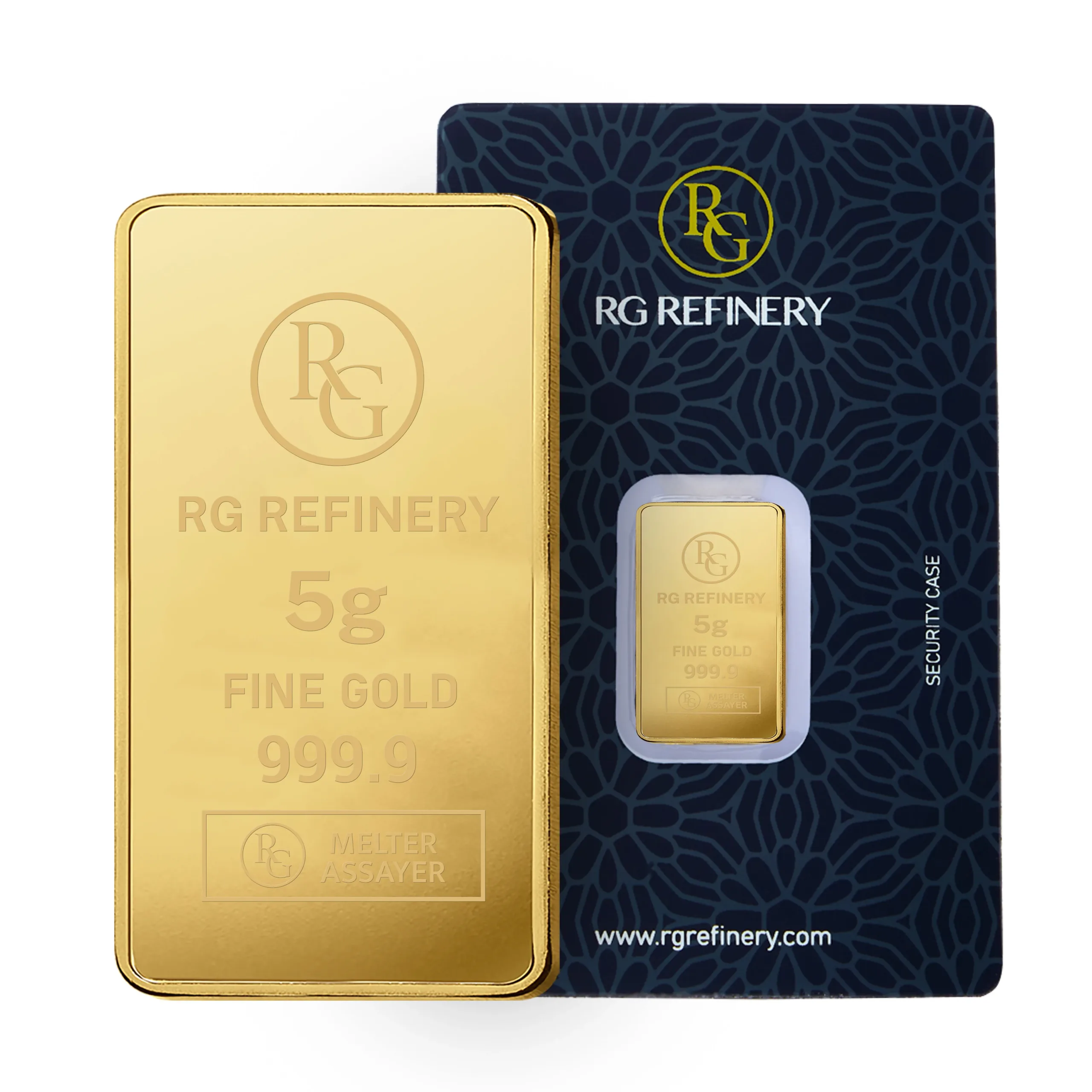 5 gram Pure Gold Bar 0.9999 - RG Refinery, Dubai, UAE - Bullion Mart