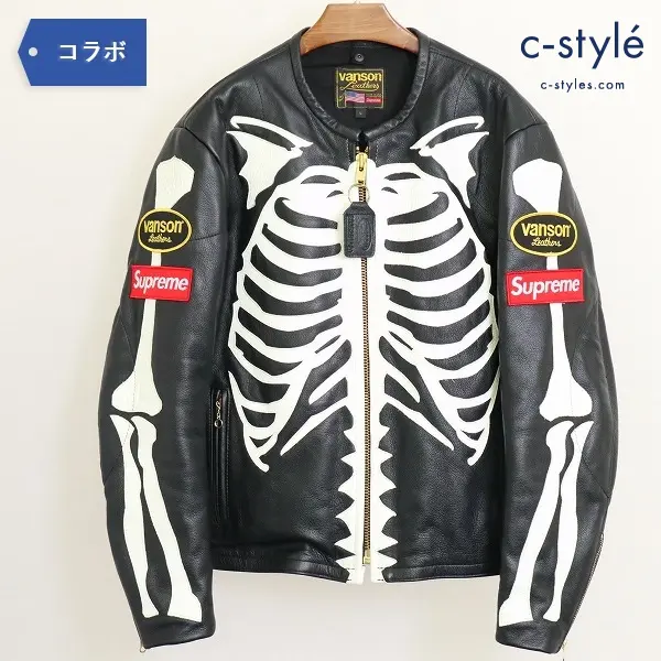 Supreme シュプリーム x Vanson バンソン 17AW Leather Bones Jacket L