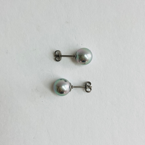 貝磨きパールネックレスセットケース付/8mmネックレス+イヤリング又は