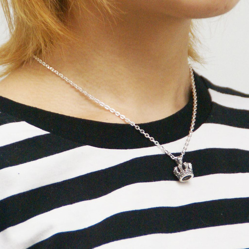 クラウンネックレス シルバー925 クリア 【刻印無料】 クラウン 王冠