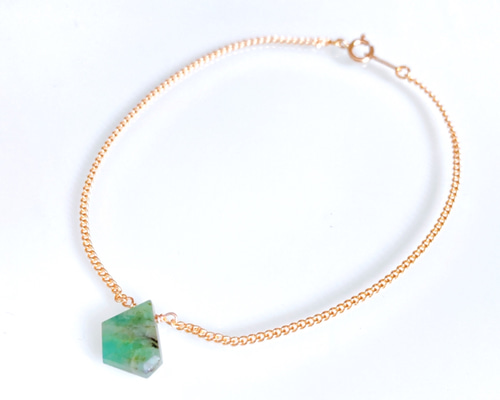 5月誕生石》エメラルドのスライスカットブレスレット 14kgf サージカル