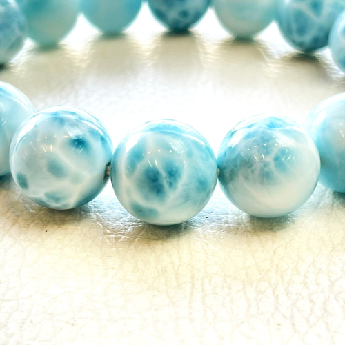 癒しの波模様】現品一点物 ラリマー ブレスレット 13ミリ 55g