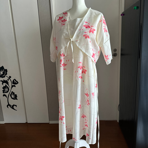 sale！着物リメイク ポリエステル絽からバッククロス ワンピース