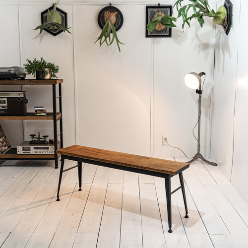 Old pine & Iron bench-08 アイアン家具 インダストリアル家具 ベンチ