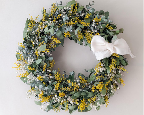 ミモザのリース ユーカリ&かすみ草(30cm) リース mamemona 通販