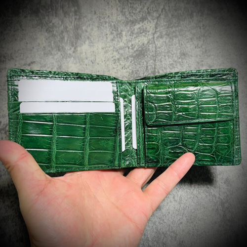 無双 クロコダイル 財布 二つ折り 折財布 メンズ財布 ホーンバッグ
