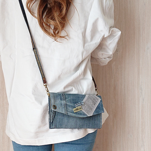 10) ウォレット ショルダー お財布ショルダー デニムリメイク