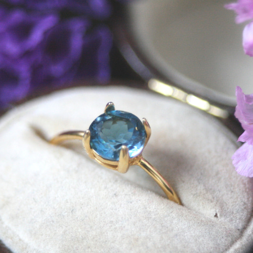 6mm大粒 ロンドンブルートパーズ 天然石 リング 誕生日 クリスマス