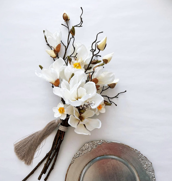 白木蓮のブーケ □和装ブーケ□ マグノリア アーティフィシャル