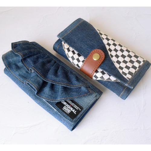 sold ont)デニムリメイク＊フリル＊長財布＊ジーンズリメイク 長財布