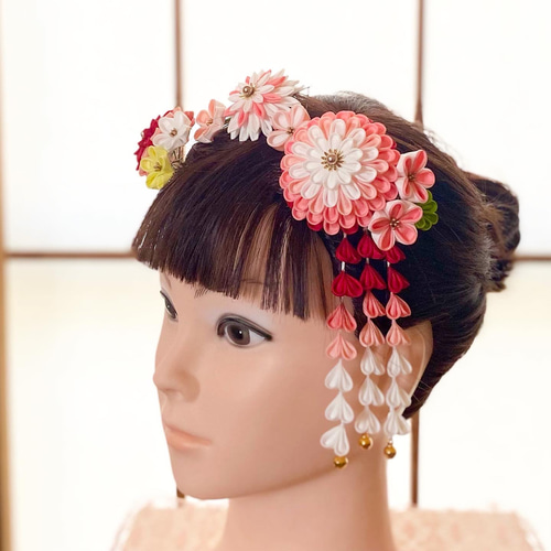 上質な髪飾りで豊かなハレの日を～ 七五三髪飾り7歳様向け 白・ピンク