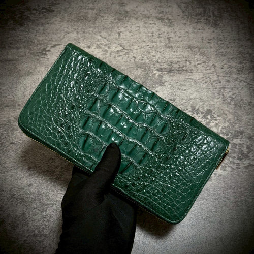 クロコダイル メンズ財布 長財布 大容量 カード27枚 頭部 背部