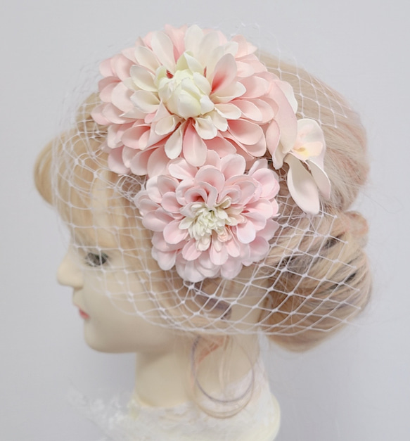 残り1点 】桃色髪飾り ヘッドドレス ヘッドドレス（ウェディング