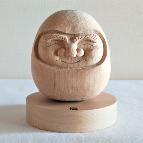 木彫り 福 だるま 縁起物 青森ひばの置物 彫刻 青森ヒバ木工 ARAJIN