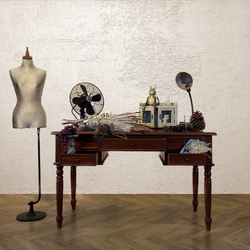 英国アンティーク調 マホガニー無垢 デスク テーブル 書斎机 作業机