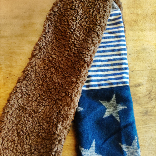 デニム ふわもこ パッチワークマフラー ① マフラー yuyu511 通販