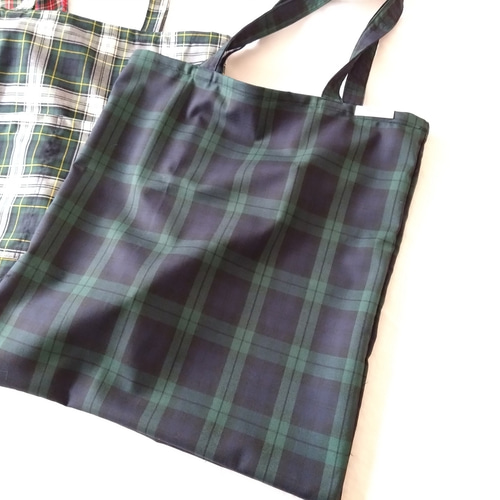 A3対応ポケット追加可*タータンチェックのトートバッグ トートバッグ