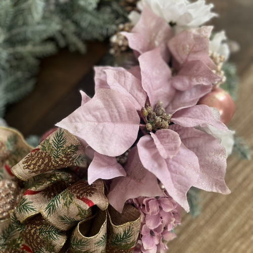 ポインセチア＊クリスマス＊クリスマスリース＊丸型リース＊アート