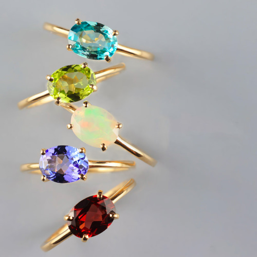 K18天然石リング】天然石 一粒石 カラー 誕生石 タンザナイト ブルー