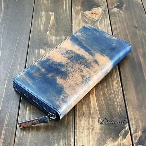 ROCADO ロカド シェルコードバン 長財布 ブルー イタリア ヌメ革 長