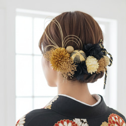 特集掲載》【成人式・卒業式】 黒×金 水引の髪飾り｜振袖・袴・和装 KA