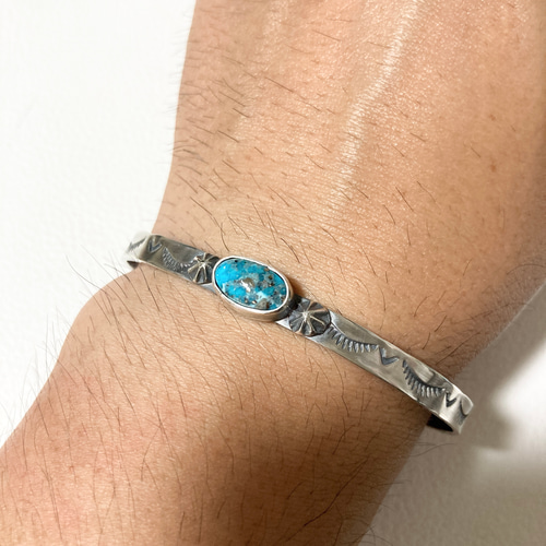 ペルシャン ターコイズ シルバーバングル ブレスレット #インディアン