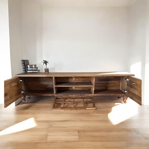 美しい 猫脚 英国 テレビボードA アンティーク テレビ台 ラック 木製