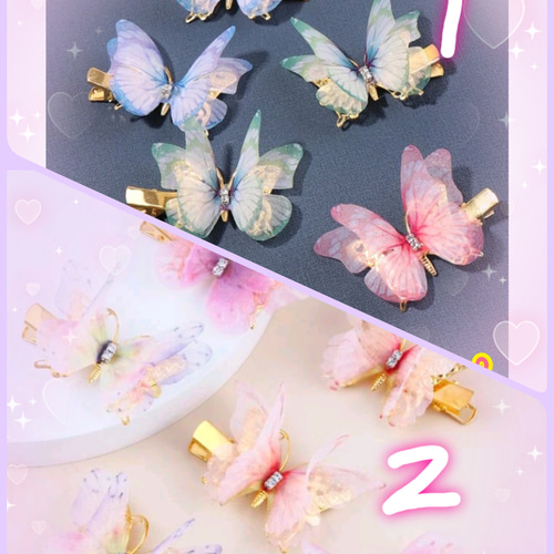 ヘアクリップ6個セット 韓国蝶ちょうかわいい ピンクパープル紫ブルー