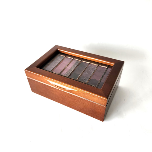 ステンドグラス オルゴール アンティーク調ガラス窓つき木箱 木製