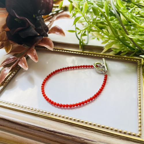 Sランク】高知県産 赤珊瑚のミニブレスレット ブレスレット 宝石珊瑚