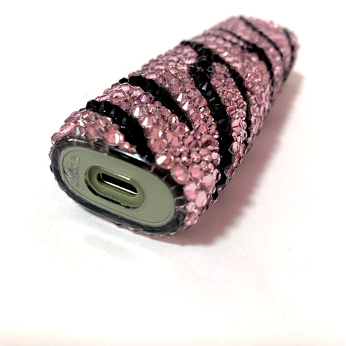 iQOSイルマワンケース デコ ピンク×ブラック ゼブラ柄 アイコスケース