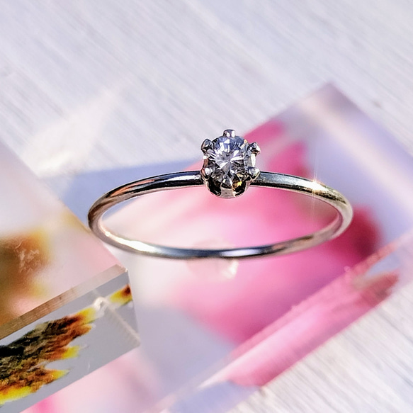 天然ダイヤモンドのsilver925リング 9号 シルバーリング 天然石