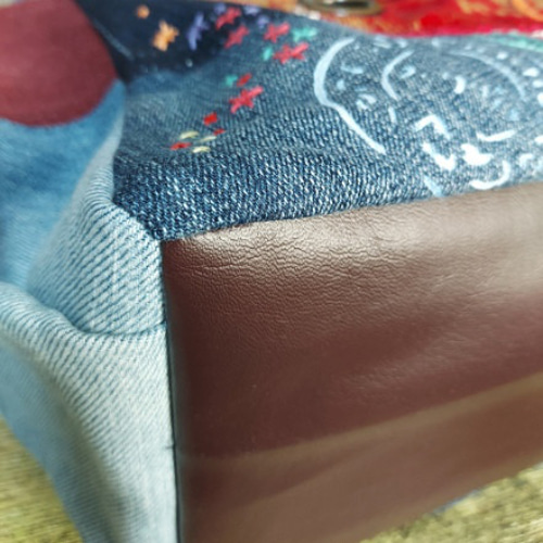 刺繍デニムバック No.483 デニムリメイク リメイクバック デニムパッチ