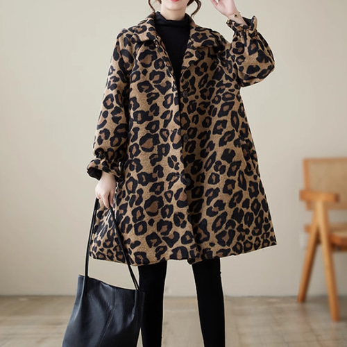 秋冬❤️スタイリッシュなヒョウ柄コート オーバーサイズ.カジュアル