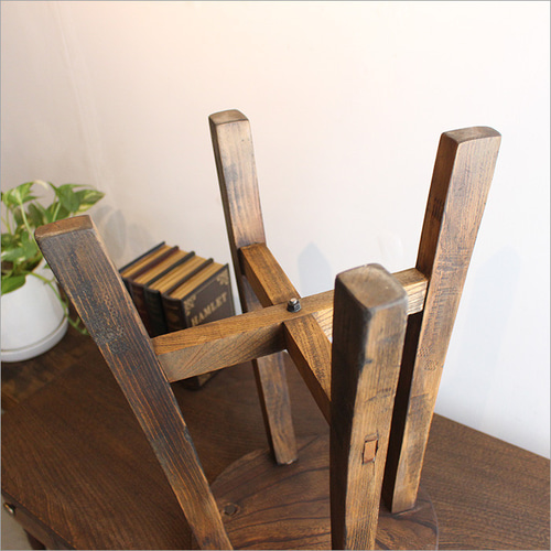 丸椅子 木製 アンティーク おしゃれ ケヤキ材 無垢材 リメイク品