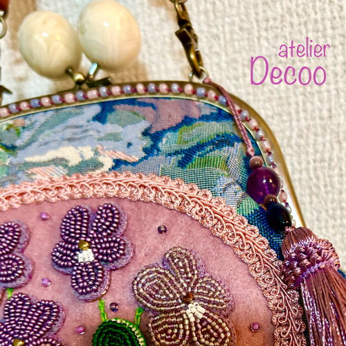 お値下げ)においすみれ(sweet violet)ビーズ刺繍パーティバッグ