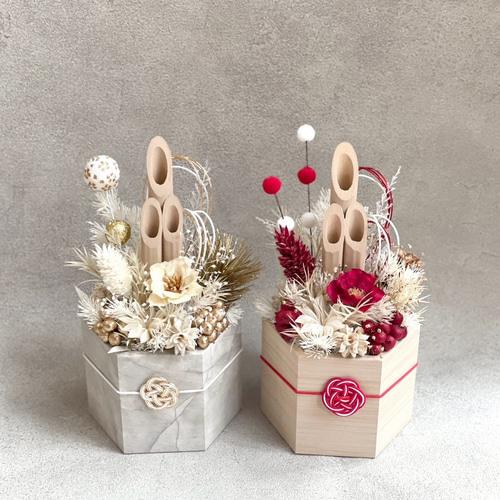 ミニ門松＊白 / お正月 / お正月飾り / ドライフラワー / プリザーブド