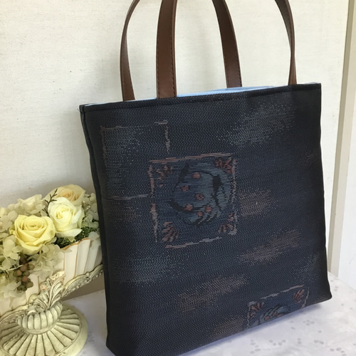 花ぷらら・オリジナル・大島紬・1点もの・グレー&黒・ハンドメイド