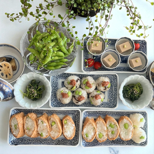 古伊万里蛸唐草紋様角長皿5枚 江戸中期 長皿 antique art nozomi 通販