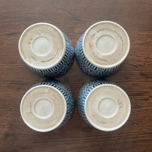 古伊万里染付蛸唐草紋様 蕎麦猪口 4客セット お椀・ボウル・鉢 antique