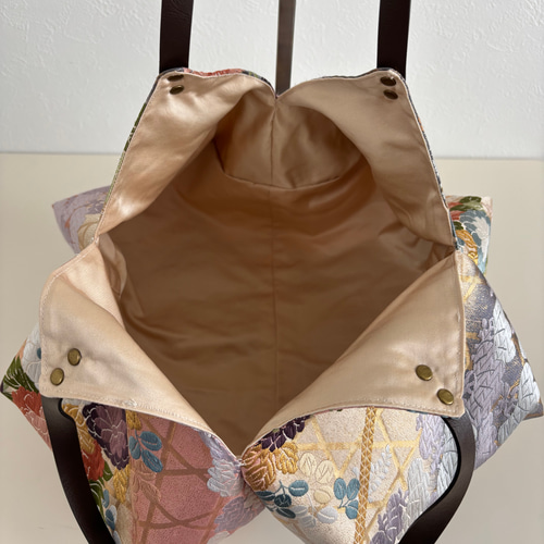 帯リメイクバッグ あずま袋、風呂敷袋、エコバッグ、ショッピング