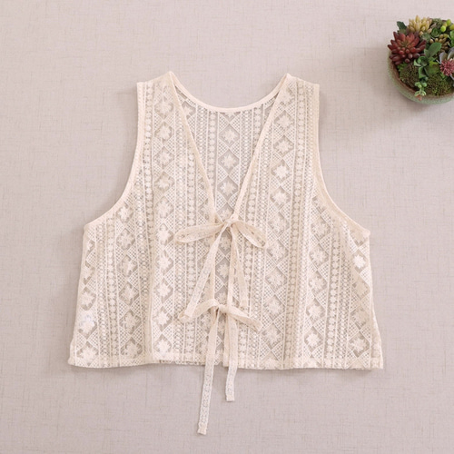 レースベスト☆紐止め】Vネック│重ね着│フェミニンレイヤード